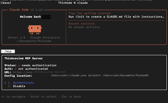 Select Authenticate for thinkreview