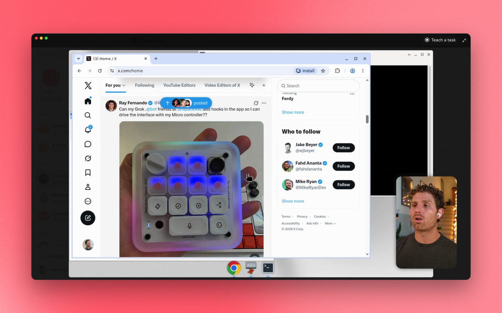 The Grok Bot cloud computer: a desktop the Bot can drive, with a browser already signed in