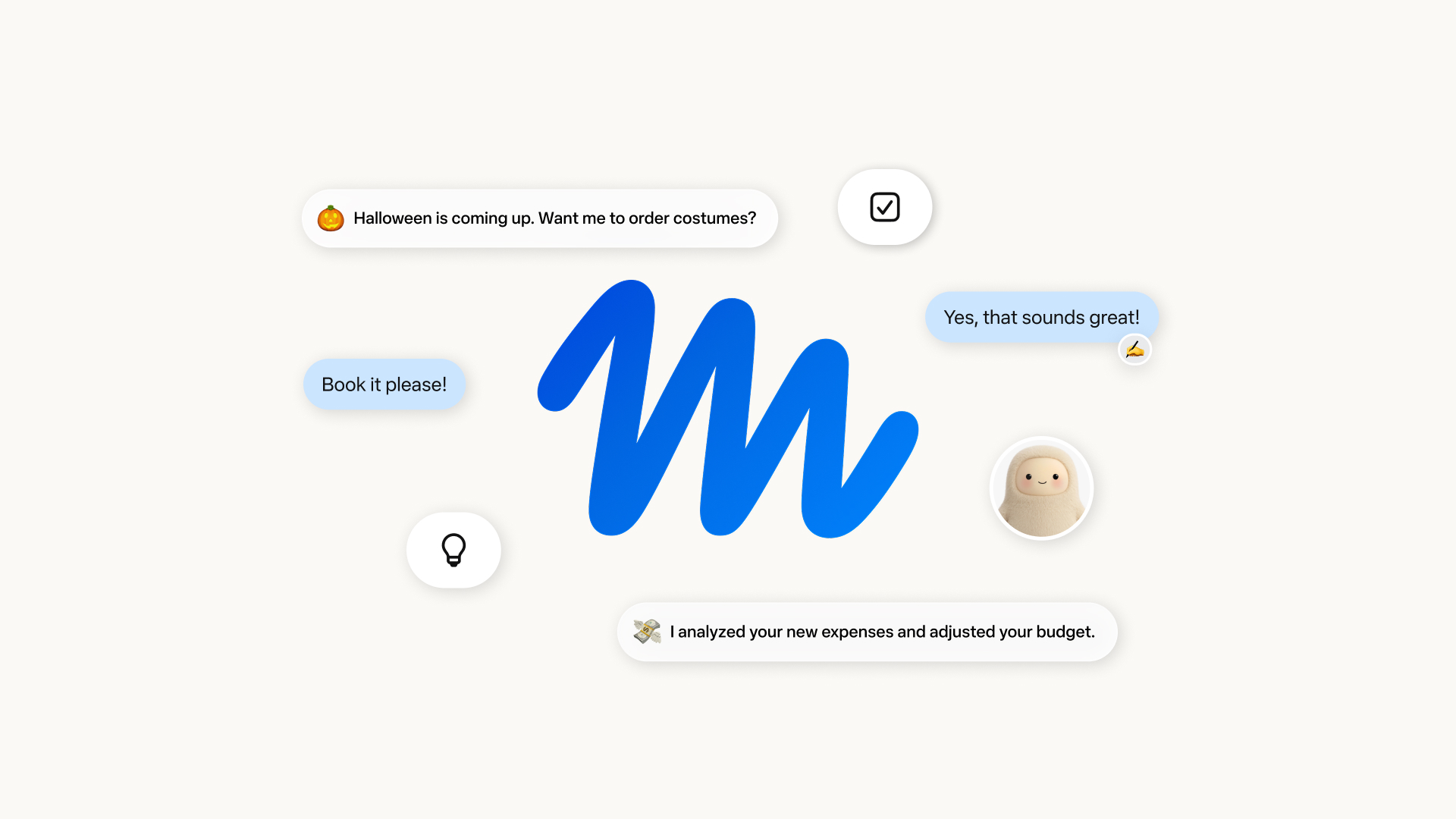 The image on Meta's September 8 Muse announcement: one agent, messages, and a task it offers to take