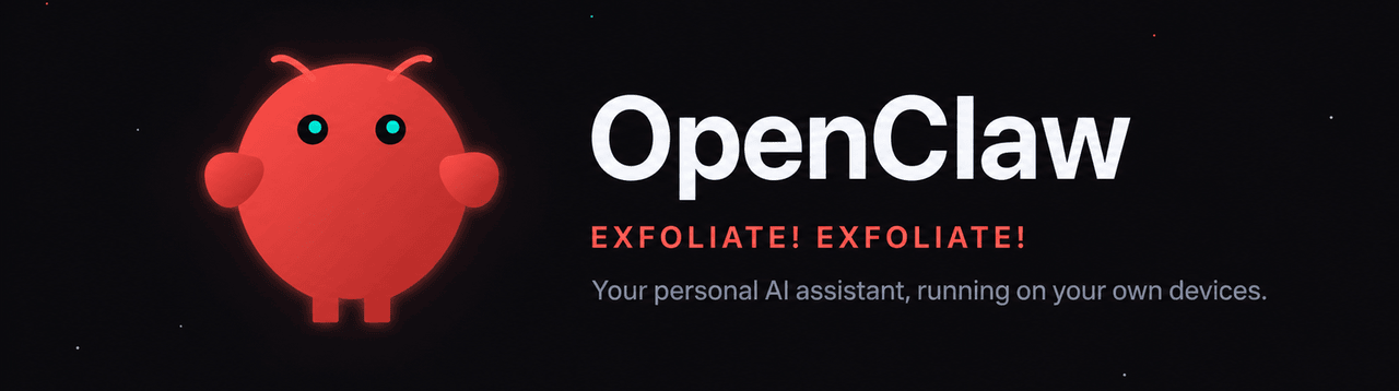 OpenClaw's own banner: a personal assistant that runs on your devices