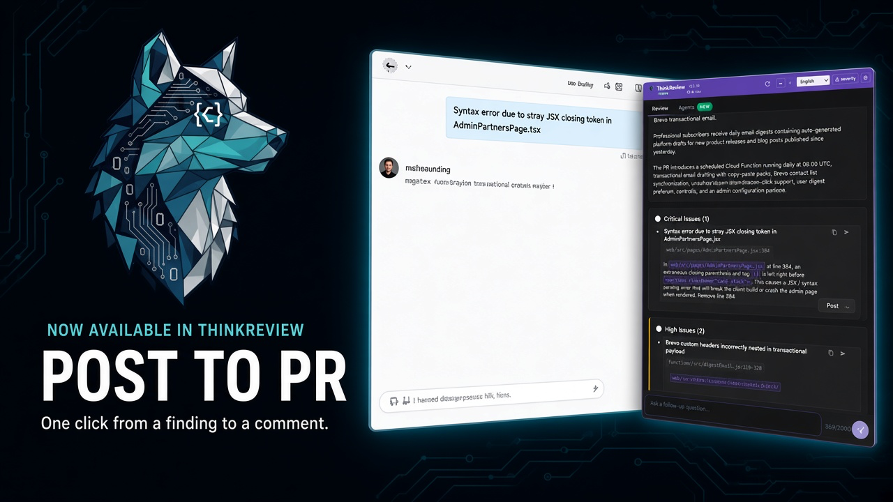 Post a ThinkReview finding as a PR comment in one click