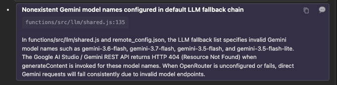 ThinkReview finding that incorrectly called current model names nonexistent