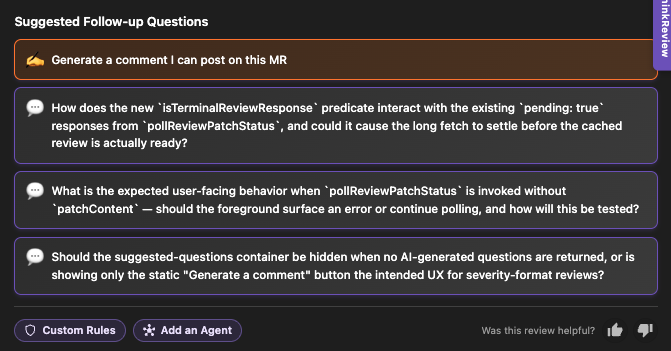 Suggested Follow-up Questions in the ThinkReview extension