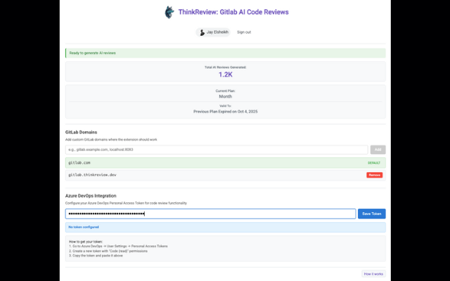GitLab custom domain in the ThinkReview extension